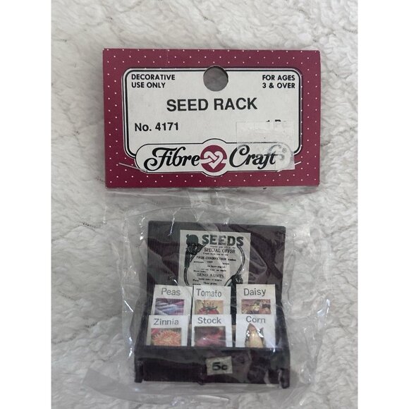 Vintage Seed Packets Display Wood Box Rack Garden Flower Dollhouse Miniature NEW - Picture 1 of 5